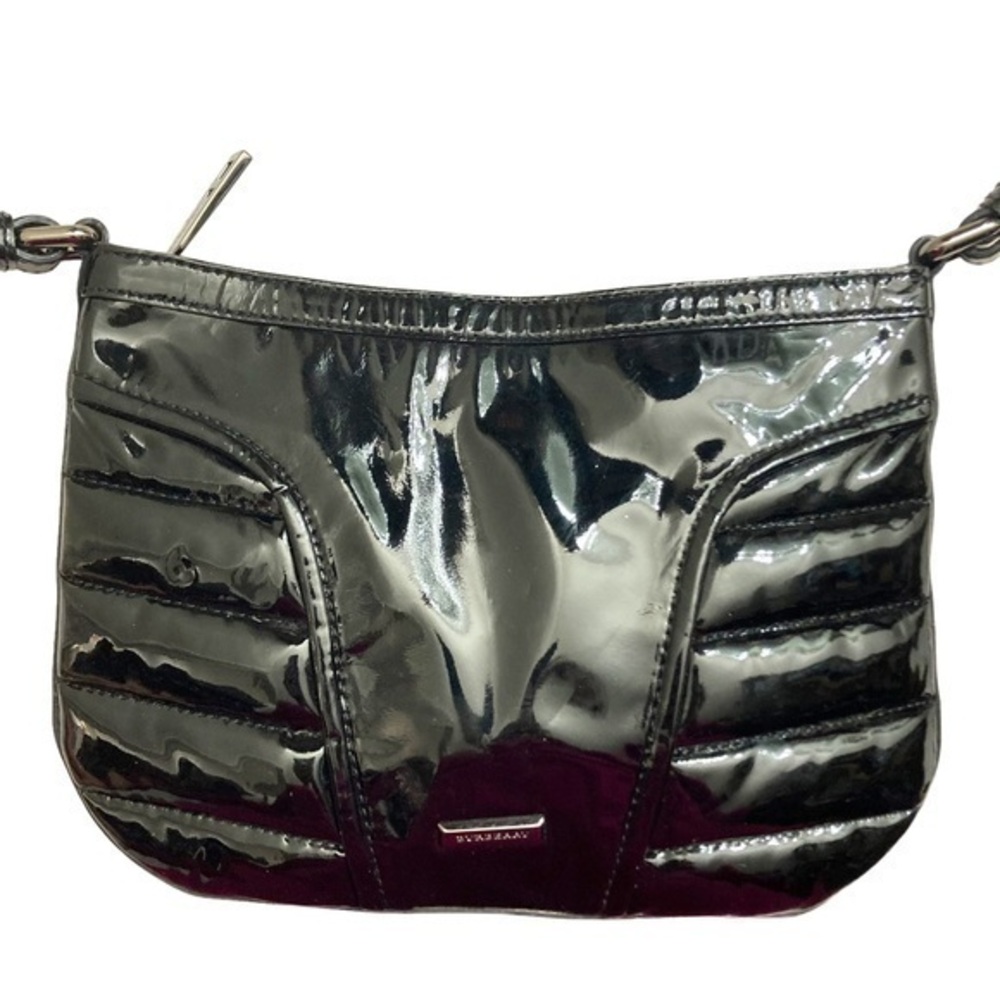 Burberry black patent leather quilted crossbody messenger bag